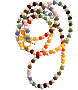 Collana lunga con perle e perline multicolor - New York collana lunga